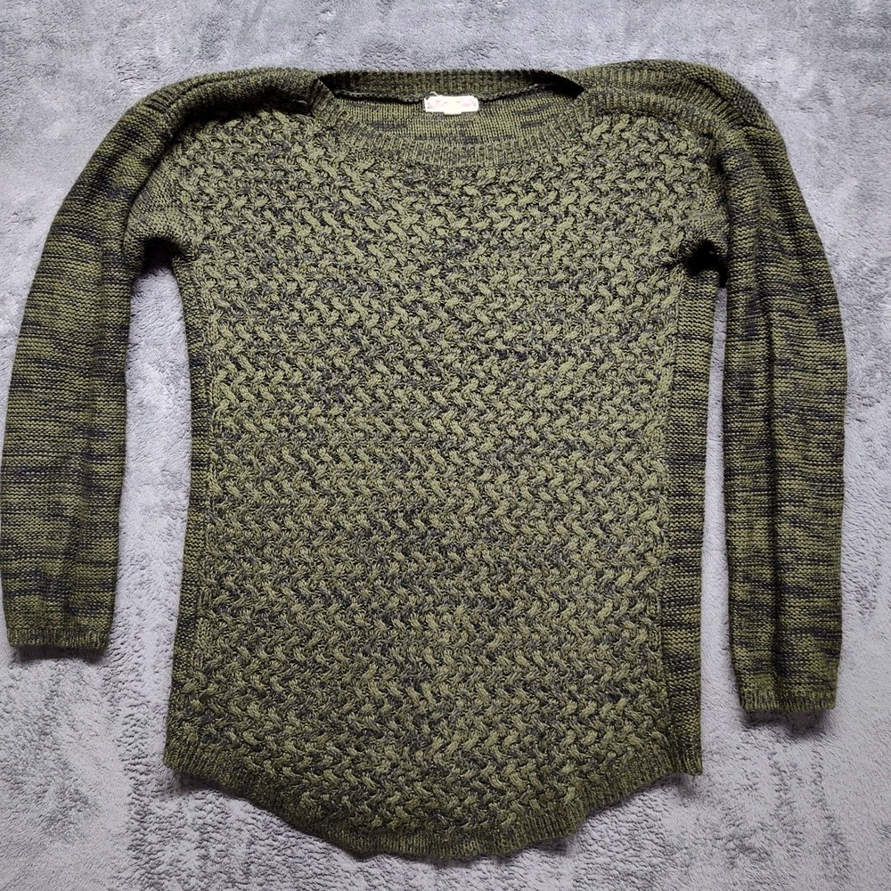 Sweater XL green It's Our Time acrylic cable knit preppy Y2K ski lodge campfire